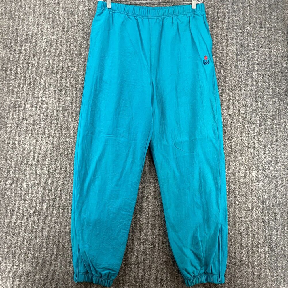 Vintage USA Olympics‎ Pants Mens L Blue Pull On Nylon Track Windbreaker Tapered